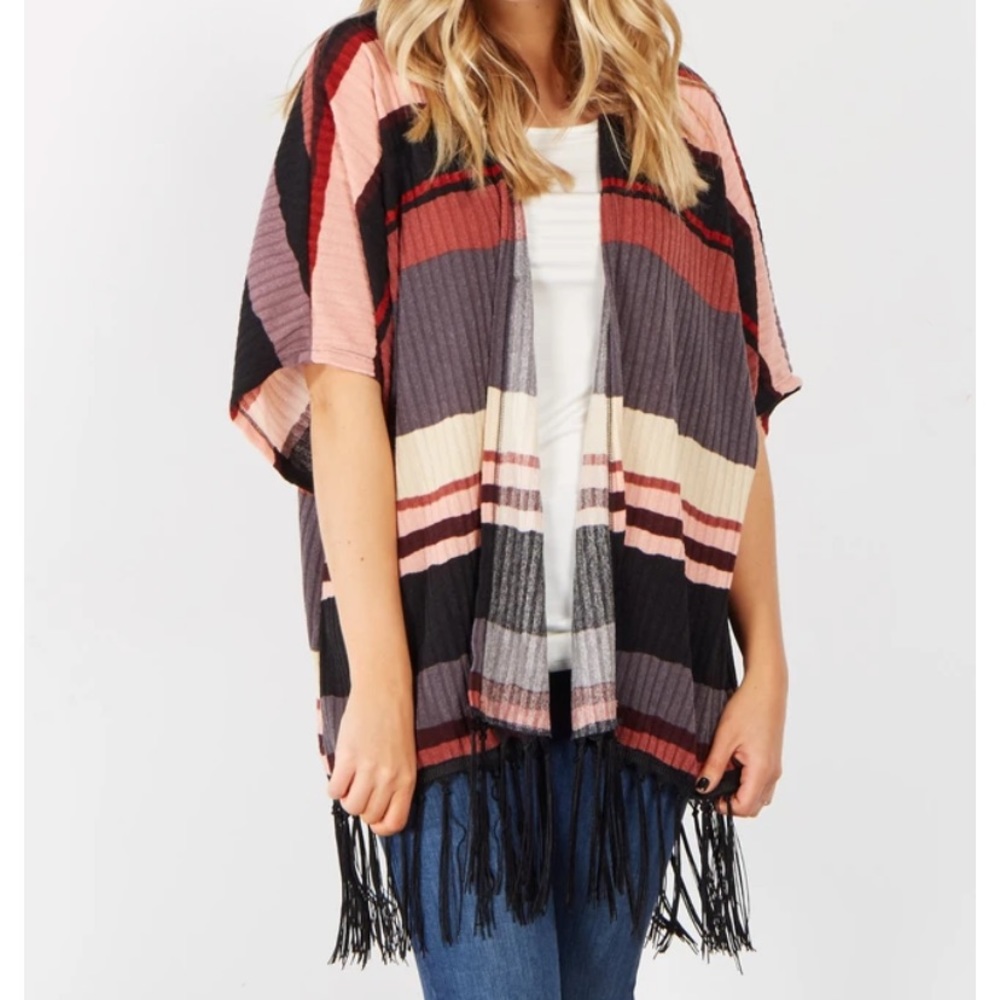 Navy Punk striped fringe trim plus cover up